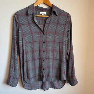 L'Agence Women's Houndstooth Button Down Long Sleeve Blouse Top‎ Small Preppy